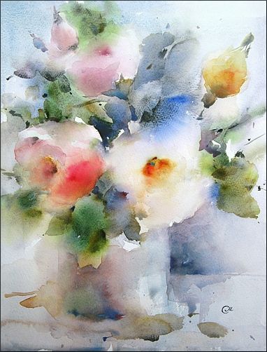 382x502 Watercolors By Maria Stezhko (Akvareli Marii Stezhko) Flowers On