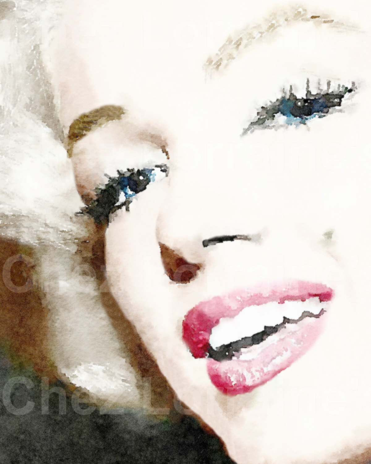 1200x1500 Marilyn Monroe Close Up Portrait A Watercolor Fine Art Print