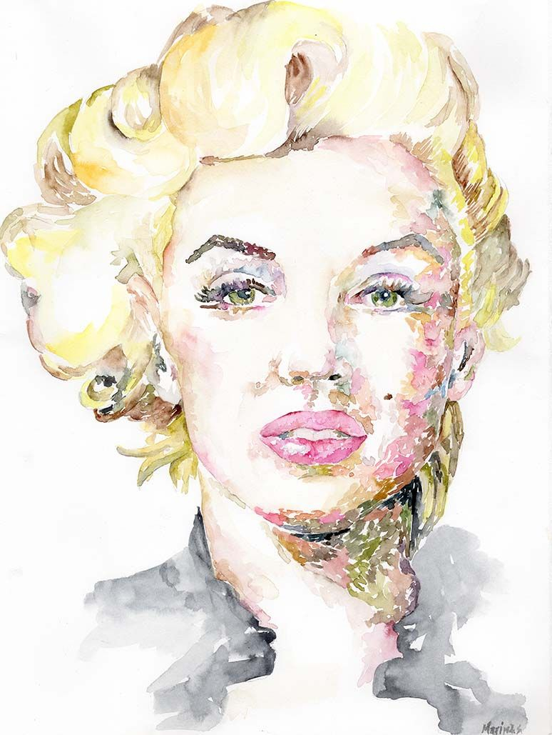 774x1029 Marilyn Monroe Watercolor Painting Marilyn Monroe Portrait