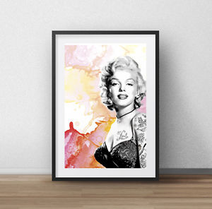 300x296 Marilyn Monroe Audrey Hepburn Large Art Print Picture Tattoo Art