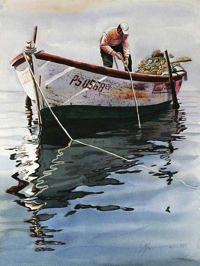 400x532 Peruvian Fisherman Watercolor Painting