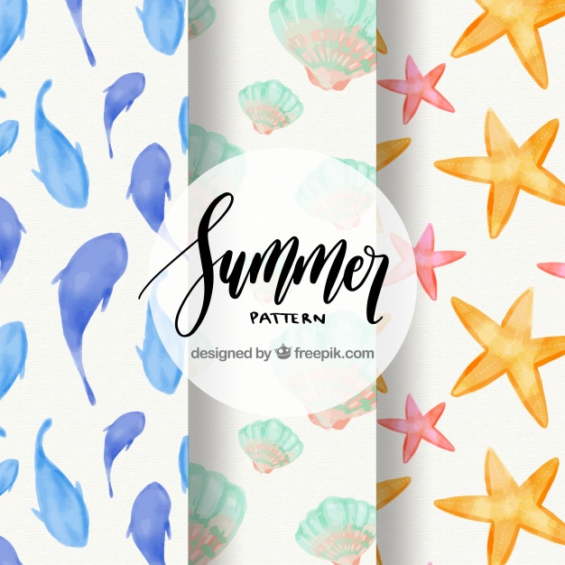 626x626 Watercolor Patterns With Marine Elements Vector Free Download