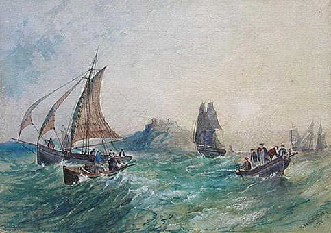 483x340 Antique Marine Watercolor Painting