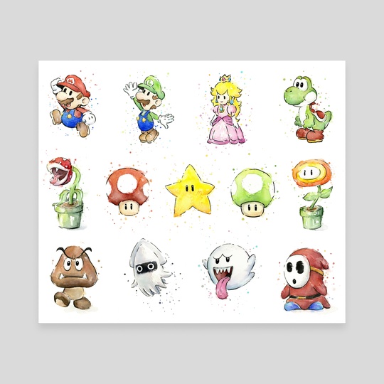 540x540 Mario Watercolor, An Art Canvas By Olga Shvartsur