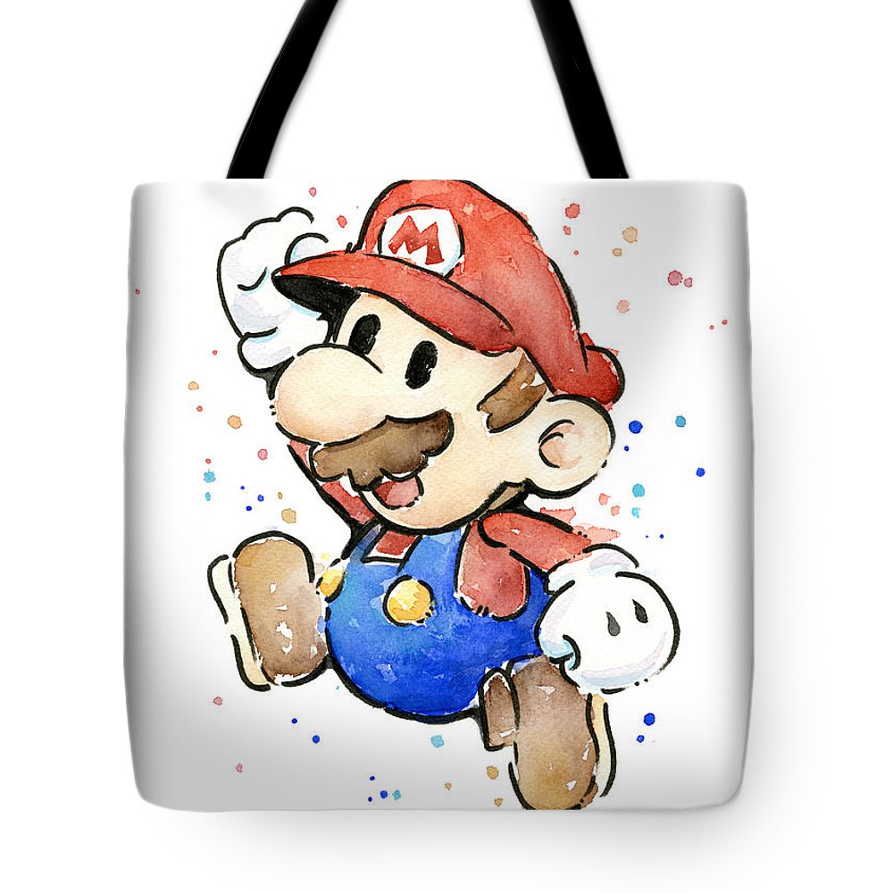 1000x1000 Mario Watercolor Fan Art Tote Bag For Sale By Olga Shvartsur