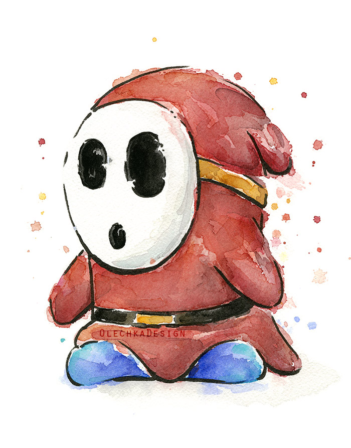 700x893 Mario Watercolor Olechka Design
