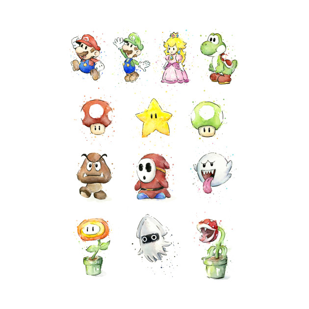 630x630 Mario In Watercolor