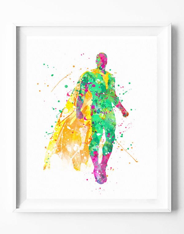 600x761 Avengers Vision Art Print Marvel Superhero Poster Watercolor
