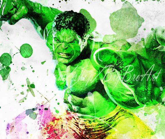 570x481 Hulk Print Marvel Watercolor Art Hulk Wall Decor Hulk Etsy