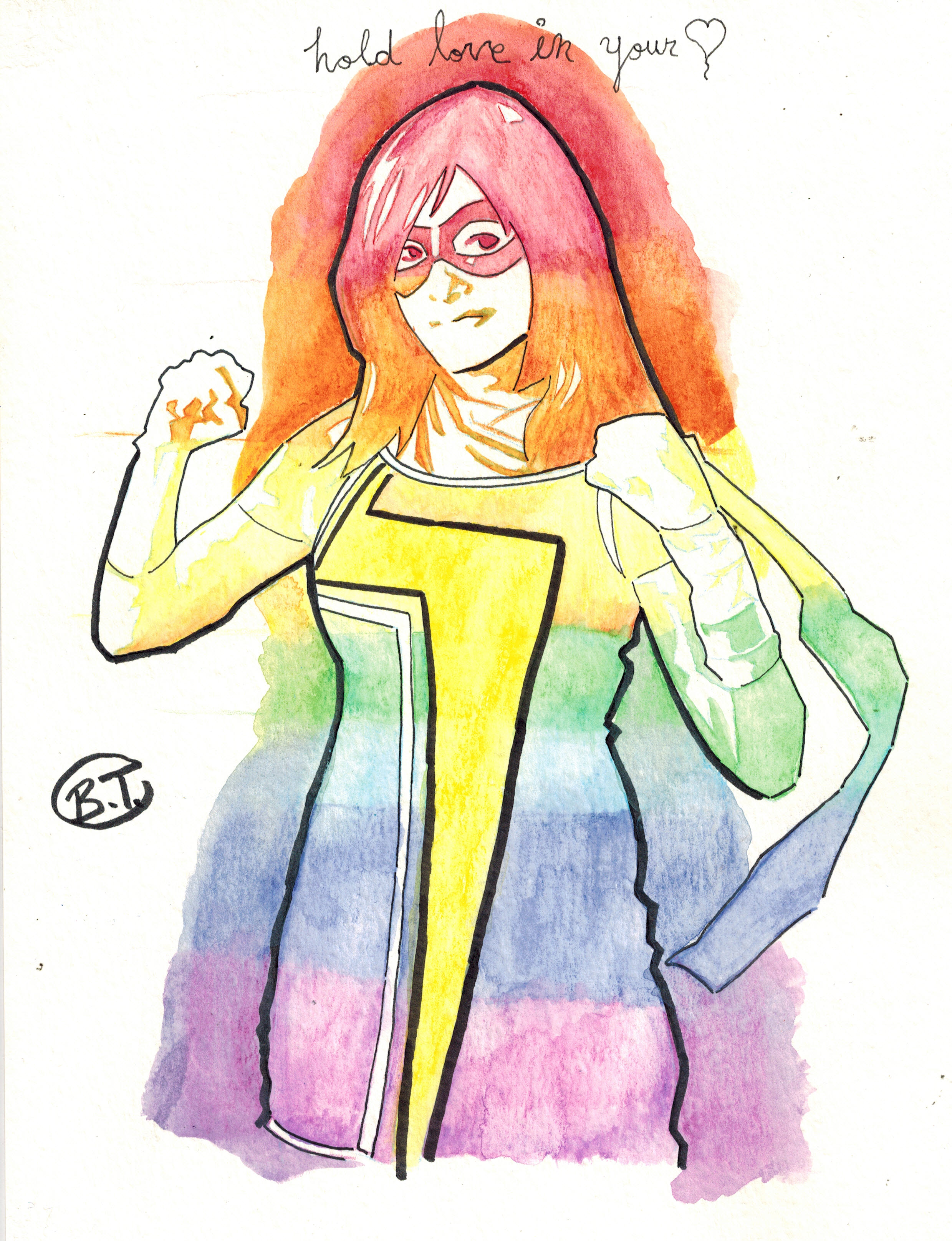 2479x3229 Kamala Khan Ms.marvel Watercolor Art I Did. (Watercolor, Ink