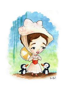 225x300 Mary Poppins Fan Art Watercolor Print Ben Byrd Art