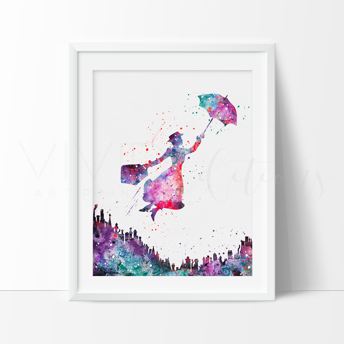 1200x1200 Mary Poppins Watercolor Art Print Wall Decor