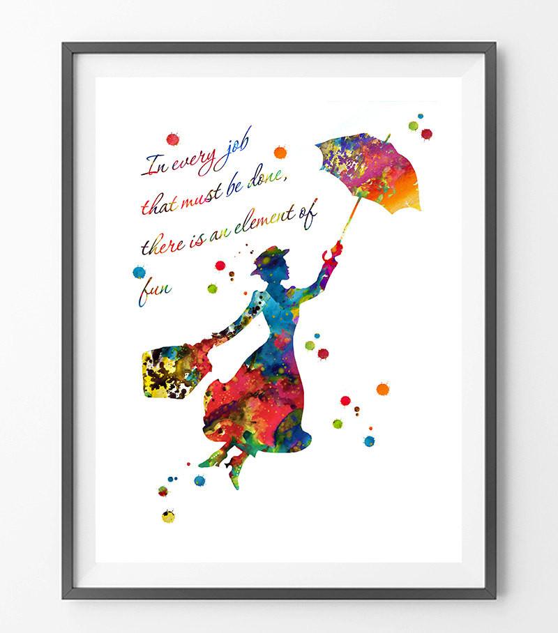 800x908 Mary Poppins Watercolor Print Mimiprints
