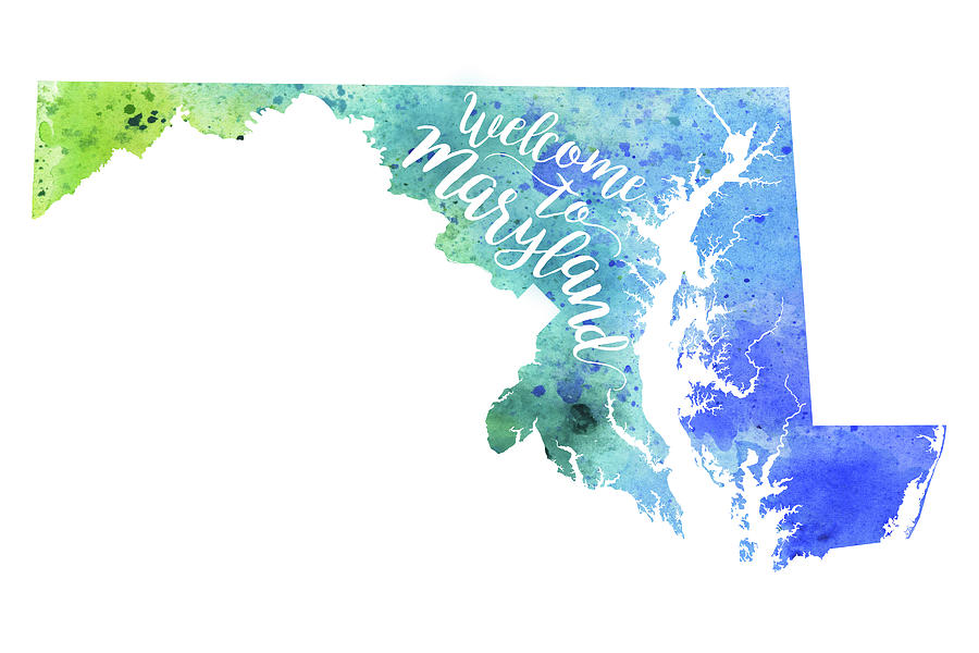 900x600 Maryland Watercolor Map