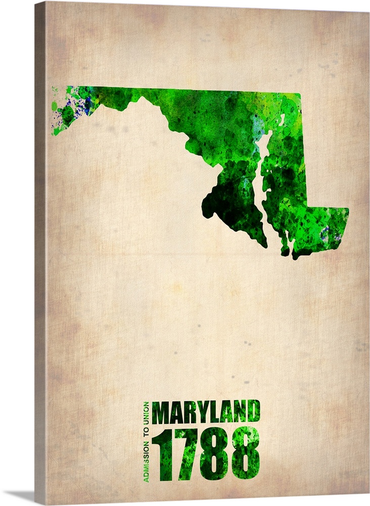 732x1000 Maryland Watercolor Map Wall Art, Canvas Prints, Framed Prints