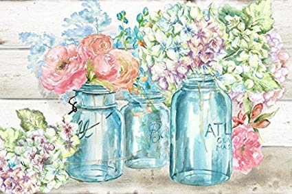 425x283 Beautiful Watercolor Style Colorful Flowers In Mason