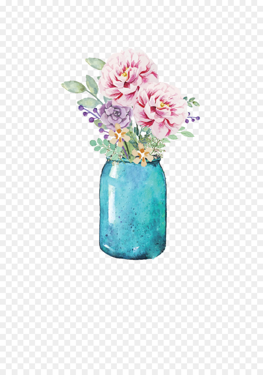 900x1280 Flower Mason Jar Watercolor Painting Paper