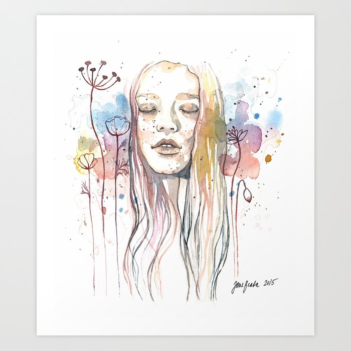 700x700 Meditation, Watercolor Art Print By Jane Beata Society6