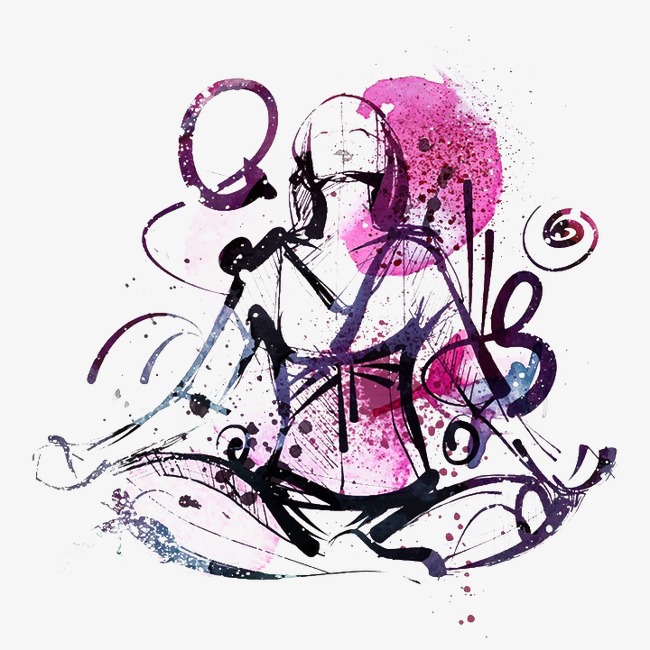 650x650 Meditation Watercolor Stick Figure Illustration Design, Watercolor