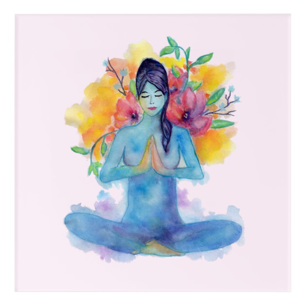 630x630 Namaste Watercolor Meditation Acrylic Art