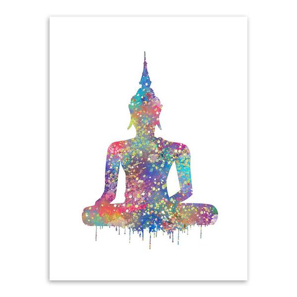 600x600 Original Canvas Watercolor Style Small Meditation Prints