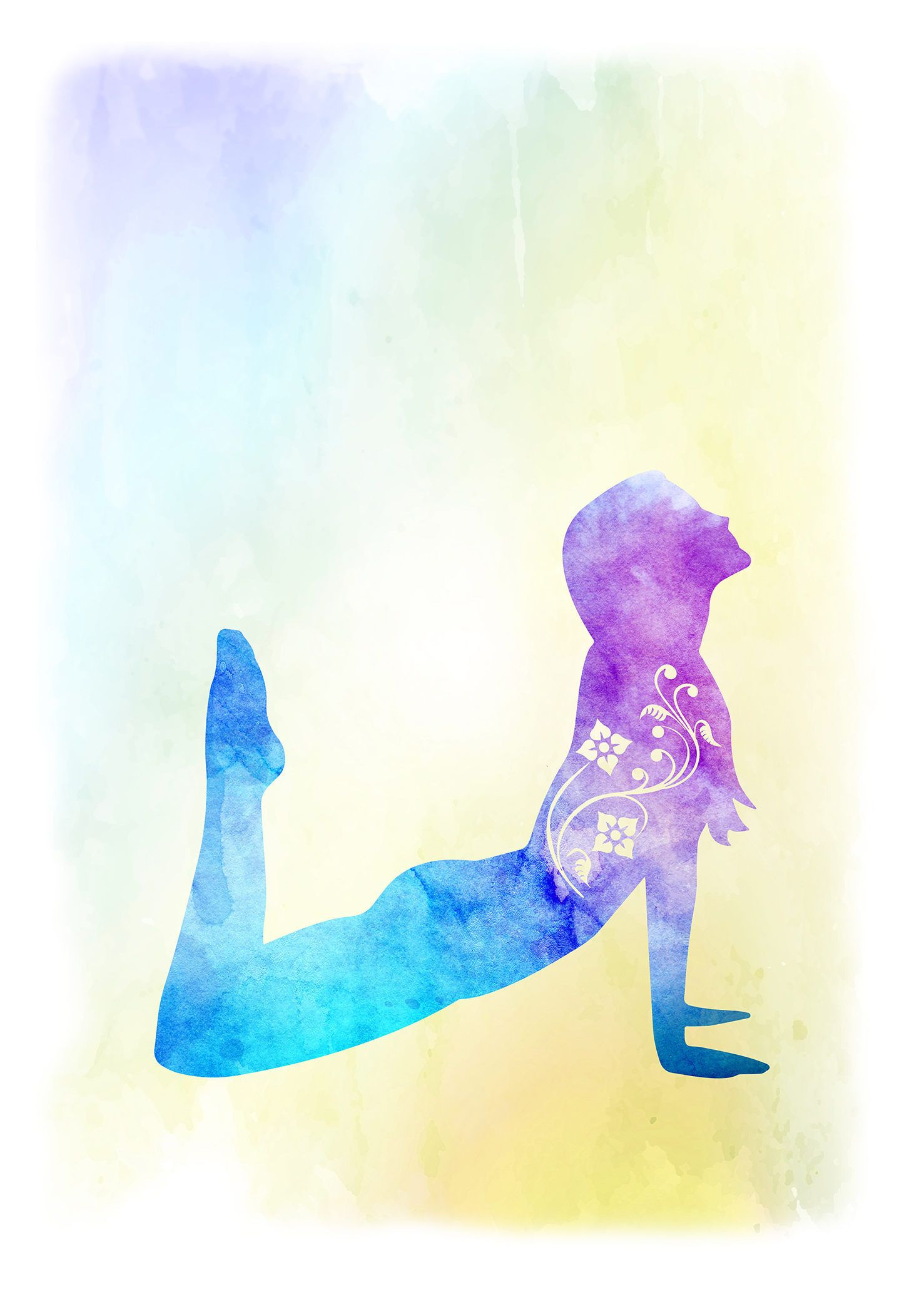 1477x2067 Yoga Art Yoga Watercolor Art Cobra Pose Art Meditation Wall Decor