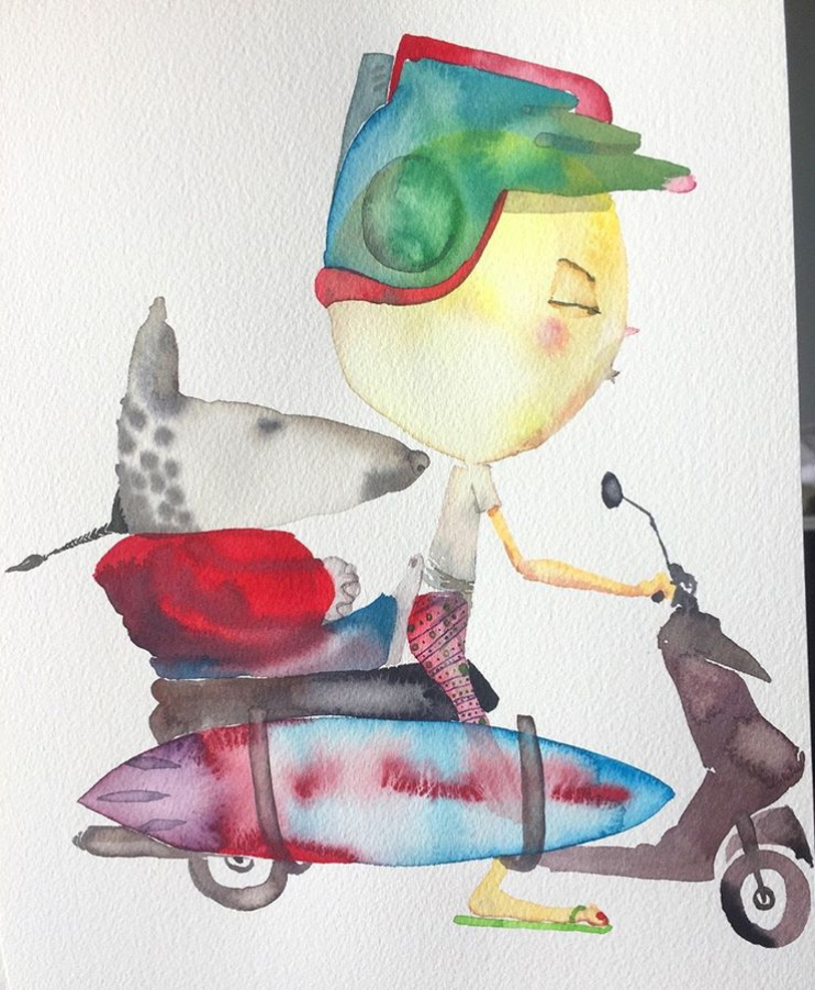 742x901 David Choe Backseat Meditation Bali Watercolor California
