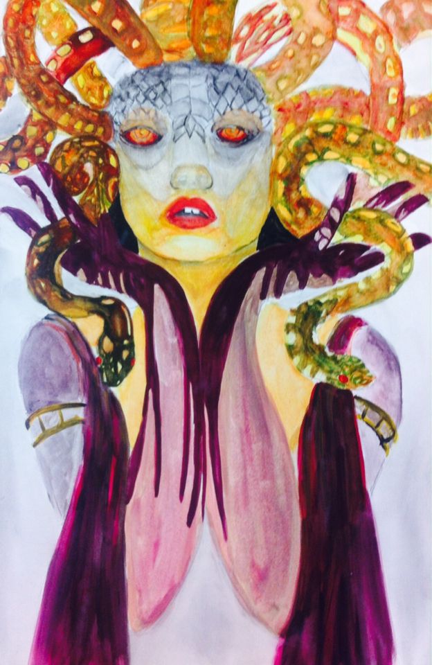 624x960 Medusa Watercolour My Own Work Medusa And Watercolor