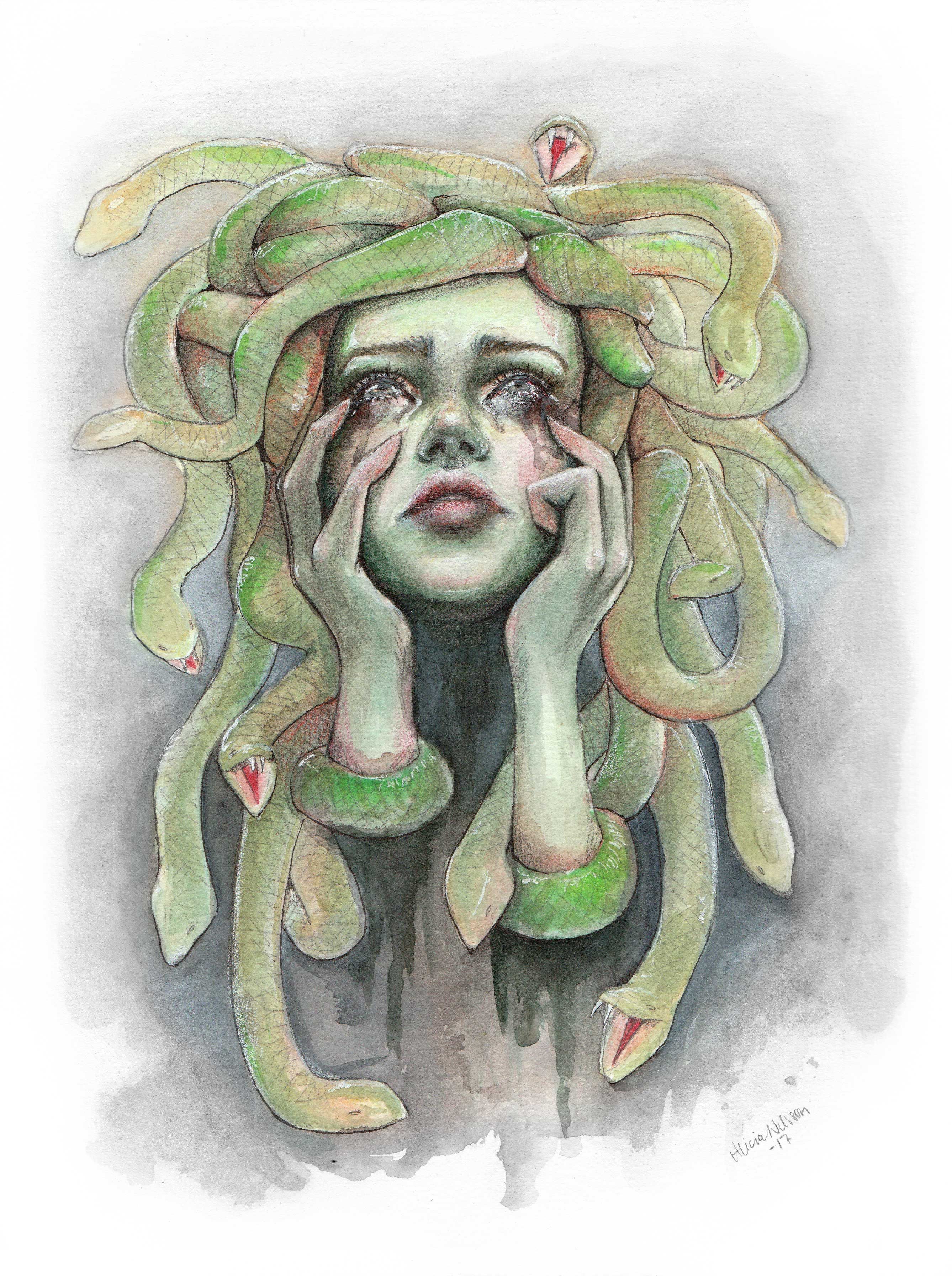 2676x3585 Medusa Watercolour And Ink Portrait Illustration By Alicia Nilsson