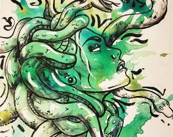 340x270 Watercolor Medusa Etsy