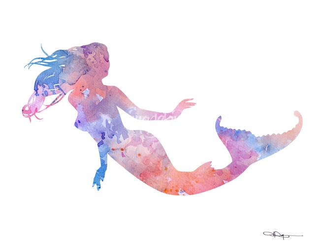 650x502 Stunning Mermaid Watercolor Painting Reproductions For Sale On