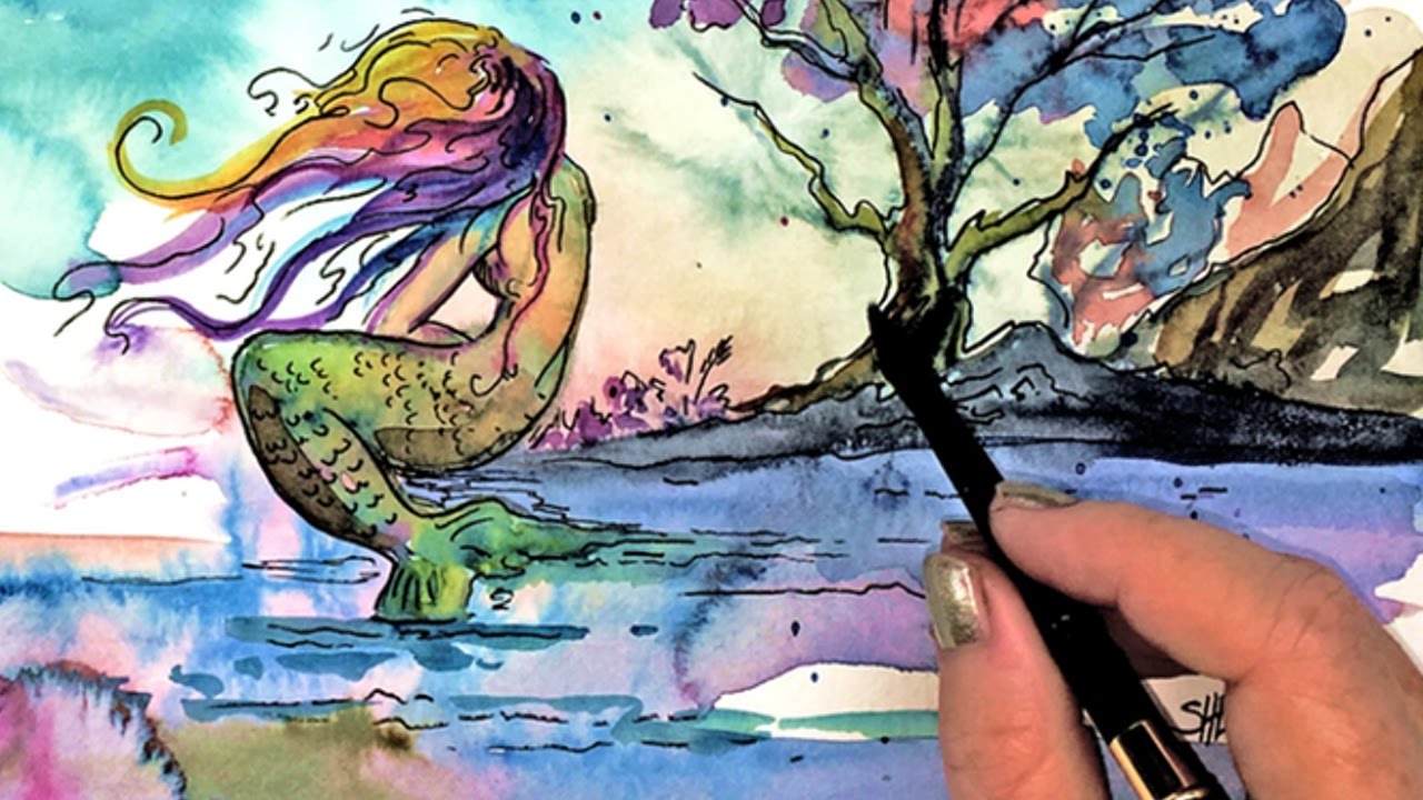 1280x720 Weeping Mermaid Watercolor Bleeding Speedpaint Art Sherpa