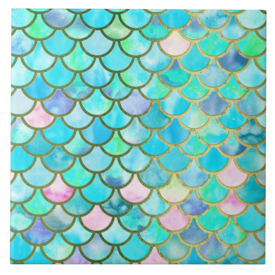 540x540 Spring Mermaid Watercolor Scales Mermaidscales Tile