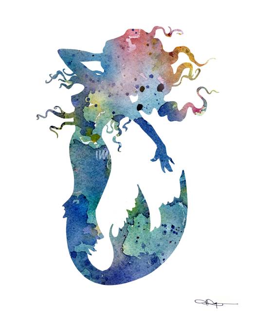 520x650 Stunning Mermaid Watercolor Painting Reproductions For Sale On