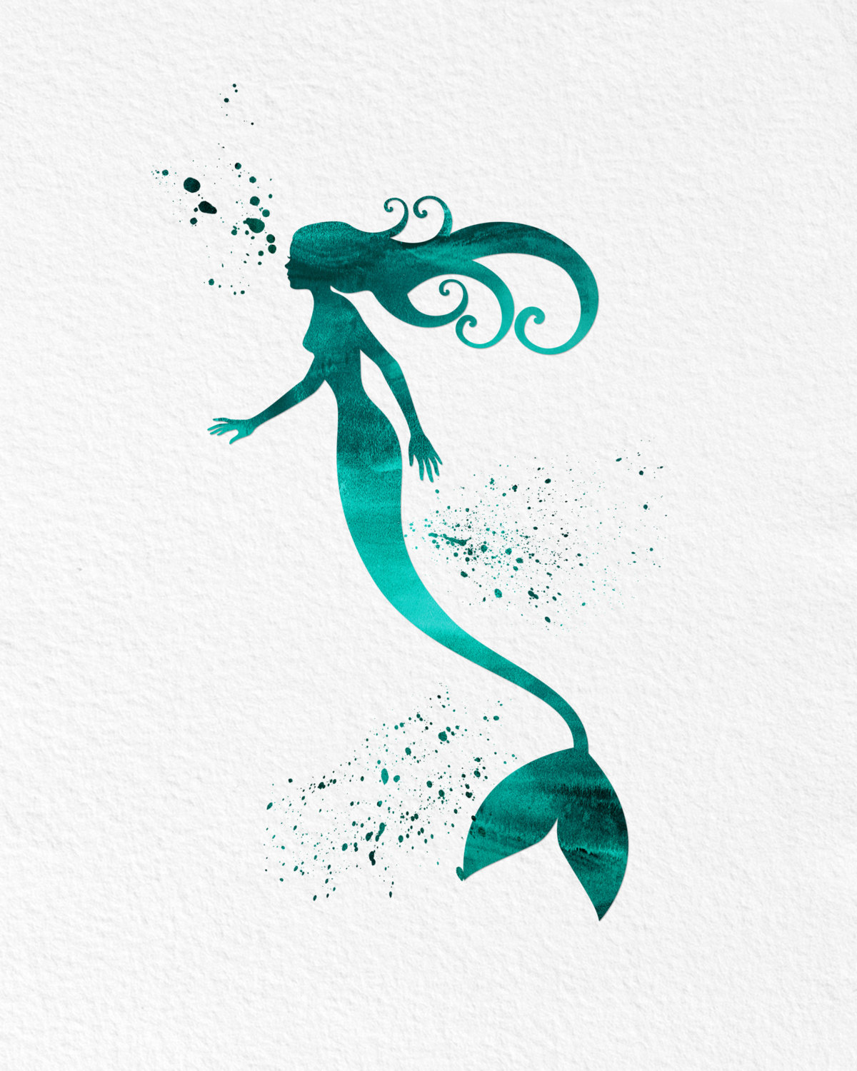 1200x1500 Watercolor Art Mermaid Modern 8x10 Wall Art Decor Mermaid Number 2