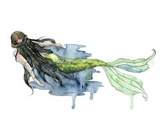 236x188 Mermaid Watercolor Art Print Mermaid Painting Wall Art