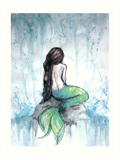 413x549 Mermaid Watercolor Painting Art Prints By Ivegotartitude Redbubble