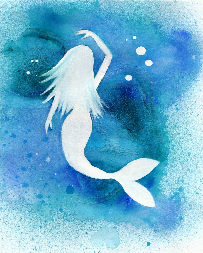 800x1000 Saltwater Mermaid {Watercolor Painting} By Larenaissancegirl On