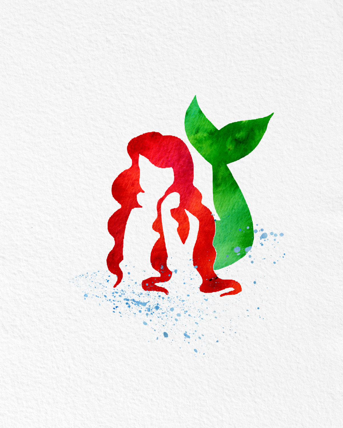 1200x1500 Watercolor Art The Little Mermaid Gift Modern 8x10 Wall Art Decor