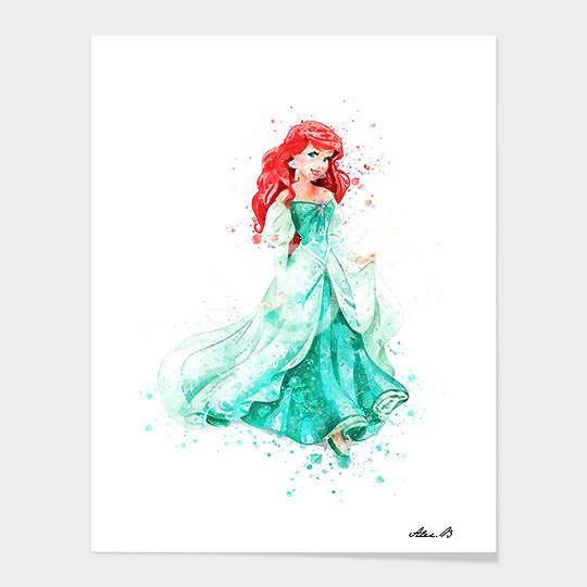 540x540 Ariel Mermaid Disney Princess Watercolor Art Print