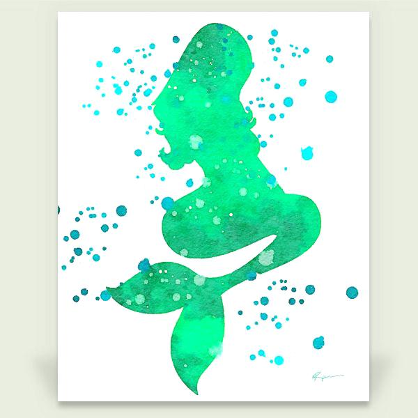 600x600 Mermaid Silhouette Painting X7782 Mermaid Silhouette Watercolor
