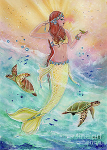 214x300 Mermaid Watercolor Paintings Fine Art America