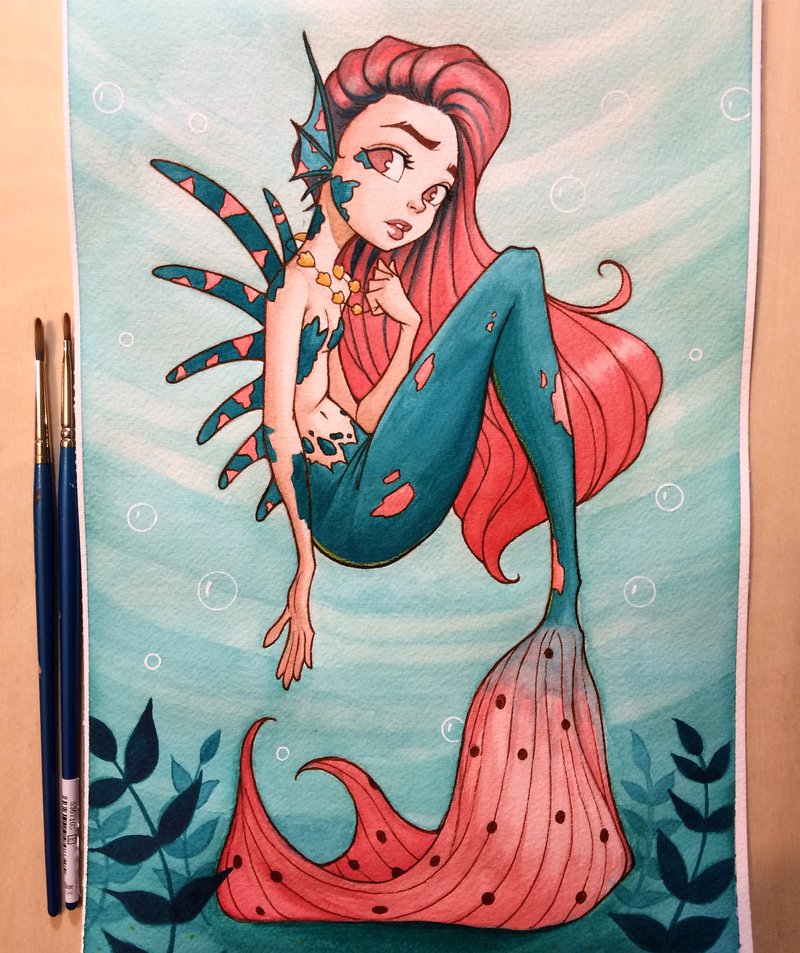 800x953 Mermaid Watercolor By Chrissiezullo