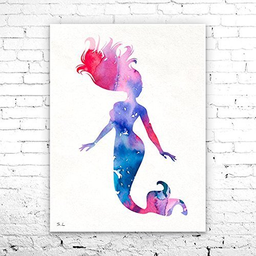 500x500 Mermaid , Watercolor Print, Watercolor Painting