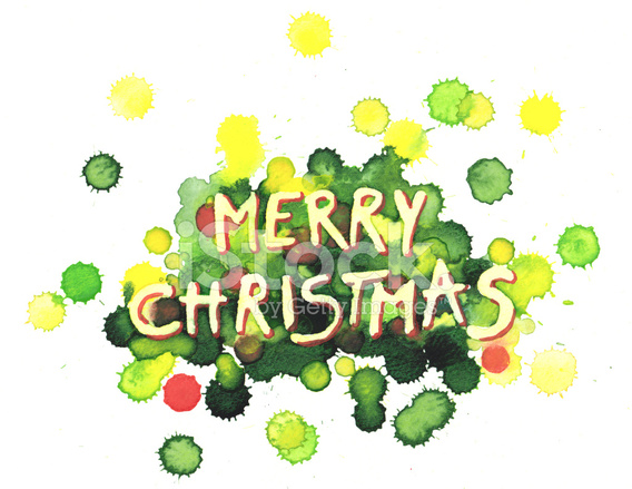 568x439 Merry Christmas Watercolor Painting Stock Vector