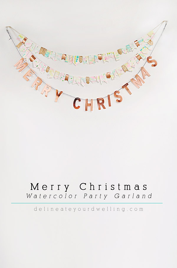 600x909 Merry Christmas Watercolor Party Garland
