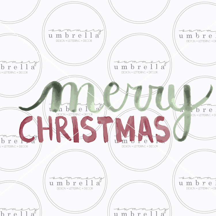 750x750 Merry Christmas Watercolor Vector The Summery Umbrella