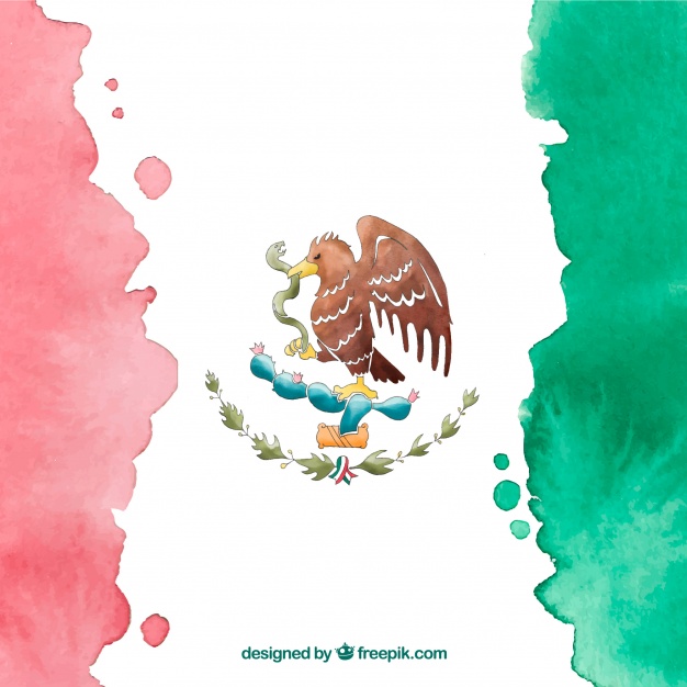 626x626 Watercolor Mexican Flag Background Vector Free Download