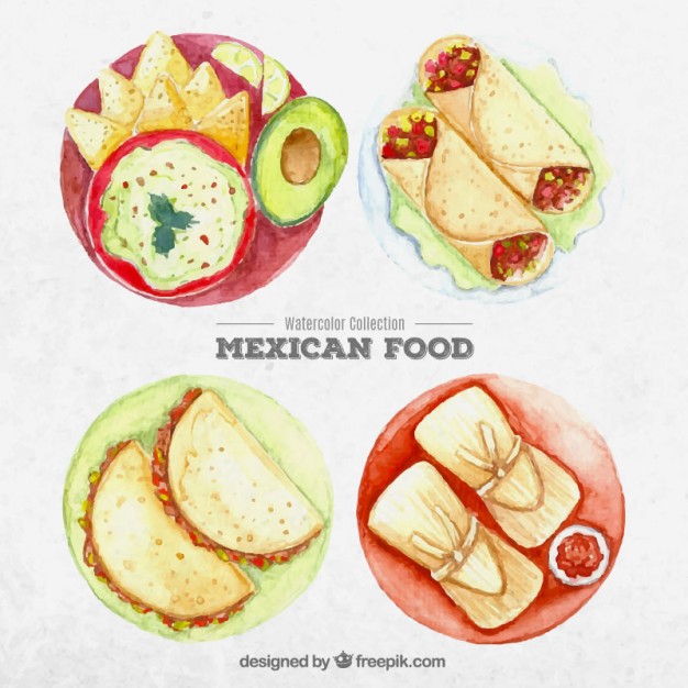 626x626 Watercolor Traditional Mexican Dishes Vector Free Download