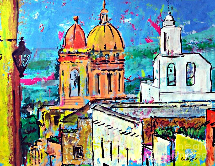 900x696 San Miguel Mexican Churches Spring Day Painting By Cristiana Marinescu
